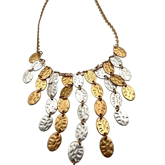 Gold Tone & Silver Tone Coin Fringe Necklace & Bracelet Set N53 - Picture 2 of 6